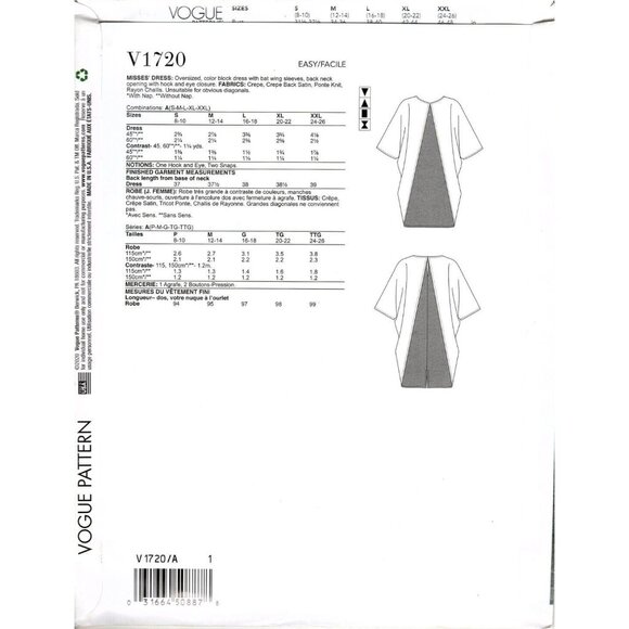 Vogue V1720 Misses S to XXL Designer Tom and Linda Platt Dress Sewing Pattern - Picture 2 of 2